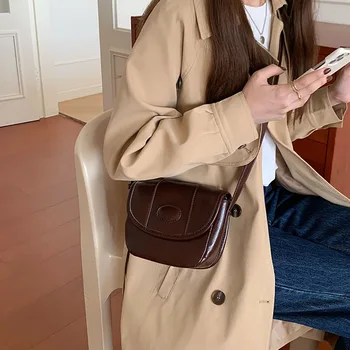  Корейская сумка через плечо из искусственной кожи для женщин Мода Новая повседневная всематчевая водонепроницаемая коричневая упаковка текстурированная сумка Hasp Lady через плечо
