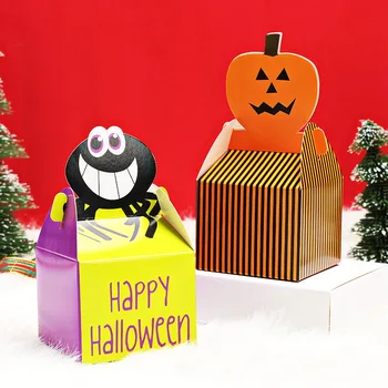  Коробка конфет для украшения вечеринки на Хэллоуин, Призрак-паук, Черная кошка, Тыква, Печенье, Коробка для закусок, Детский подарок, Трюк или угощение, 5 шт. на литр