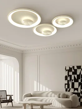   Круглый светодиодный потолочный светильник в кремовом стиле используется для столовой, спальни, гостиной, кухни, белого пульта дистанционного управления с регулируемой яркостью, украшения дома