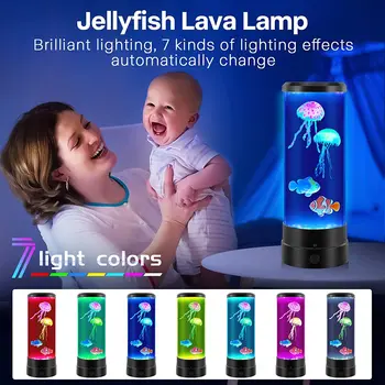  Лавовая лампа медузы, изменяющий цвет аквариумный светильник для медуз с дистанционным управлением, спальный свет, декор комнаты, релакс, день рождения, рождественские подарки