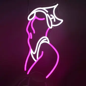  Леди Неоновая Вывеска Для Настенного Декора Розовый Белый Светодиодный Световой Знак Для Преппи Декор Комнаты Подсветка Вывеска Для Декора Дня Рождения Питание от USB