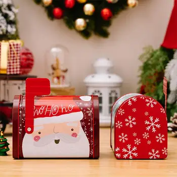  Маленькая рождественская жестяная коробка Праздничная рождественская коробка с украшениями в форме почтового ящика Создать с блестящим цветом Рождественский декор для печенья Конфеты