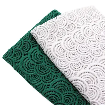  Мода Зеленый Белый Волны Вышитая Ткань,Сетка Кружевные Платья Ткани,Для Шитья Женского Платья Текстиль Tissu