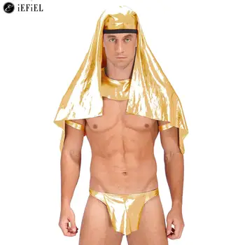  Мужские 5 предметов Фараон Египетский Костюм Древнеегипетская ролевая игра Маскарадный костюм для Хэллоуина Тематическая вечеринка Карнавал