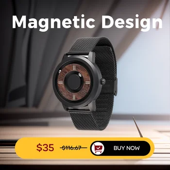  Мужские часы Магнитный стальной шар Pointless Concept Black Technology Кварцевые часы Пара Сетчатый ремешок из нержавеющей стали Reloj Hombre
