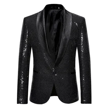  Мужской джентльменский пиджак с блестками для вечеринок, пальто для выступлений в ночном клубе, строгий костюм-пиджак Host Emcee Studio M 2XL