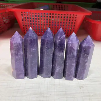  Натуральный фиолетовый лепидолит Жезл Острие Драгоценные камни Украшение башен Хрустальные камни Минералы