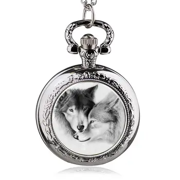  Новая мода Wolf Кварцевые карманные часы Персонализированный кулон Ожерелье Мужские часы Женские часы HB092-1 reloj hombre
