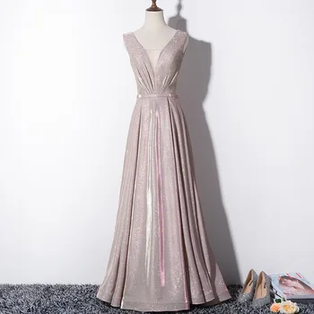  Новая мода Элегантное вечернее платье длинное V-образное платье с V-образным вырезом блестящее платье для вечеринок выпускные платья с открытой спиной Вечернее платье женщины элегантное роскошное платье