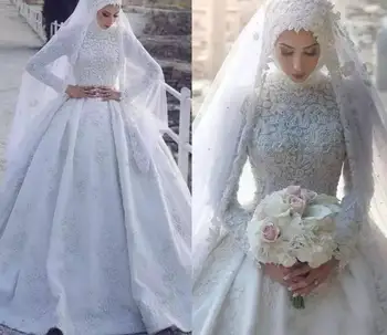  новейший стиль элегантный классический мусульманский женский роскошный свадебный платье плюс размер леди на заказ невеста свадебное платье