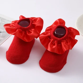 Новые носки для девочек Princess Для девочек Кружевная пачка для девочек Хлопок Детские носки для танцев Цветы Оборки Твердые носки 0-2Y