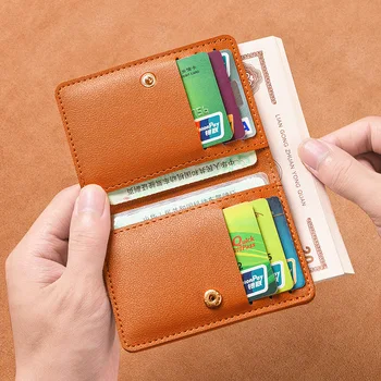  Однотонный маленький кошелек из искусственной кожи для женщин Короткий простой женский кошелек с пуговицами Ультратонкая сумка для кредитных карт Кошелек для монет