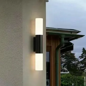  Открытый минималистичный двор виллы Внутренний и наружный светодиодный водонепроницаемый настенный светильник Теплый желтый свет Настенный светильник для коридора