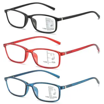   Очки для чтения с защитой от синего света с блокировкой синего луча Защита глаз Мультифокальные квадратные очки PC Сверхлегкие очки для дальнозоркости