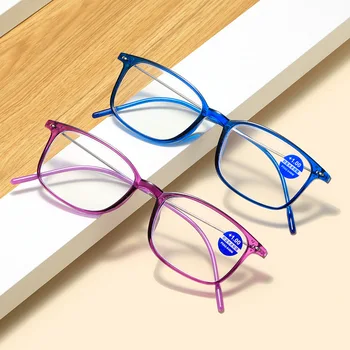  Очки для чтения с синим светом Мужчины Женщины Винтаж HD Гиперметропия Очки Полная квадратная оправа Сверхлегкие компьютерные очки +1.0 До +4.0