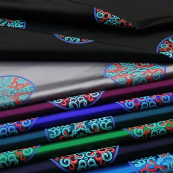  Парчовая ткань по метру для одежды Cheongsam Hanfu Шитье Китайский декоративный жаккардовый цветок тонкий набивной шелковистый драпировка синий