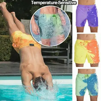   Пляжные шорты Мужчины Волшебное изменение цвета Плавание Короткие плавки Купальник Купальники Шорты Быстросохнущие летние спортивные брюки для купания