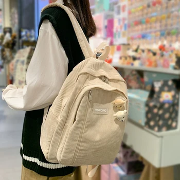  полосатый симпатичный вельветовый женский рюкзак школьный рюкзак для девочек-подростков и мальчиков Роскошная женская модная сумка Harajuku Студентка Леди Книжный пакет