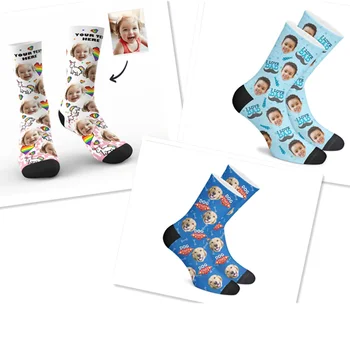  Пользовательские носки с фотографией лица Забавный подарок Персонализированный носок с изображением 3D-печатные короткие носки Kawaii Женский носок сувенирные подарки на Рождество