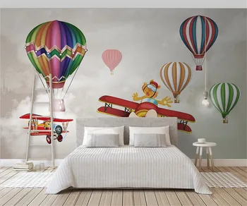  Пользовательские обои современный мультфильм самолет личность воздушный шар детская комната фон украшение стены 3d обои
