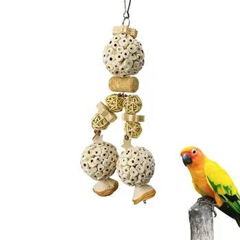  Попугаи Жевательные шарики Подвесить Натуральные деревянные игрушки для попугаев Рвущущие игрушки Аксессуары для птичьей клетки Повесить попугая Жевать Корм Игрушка Конурные игрушки