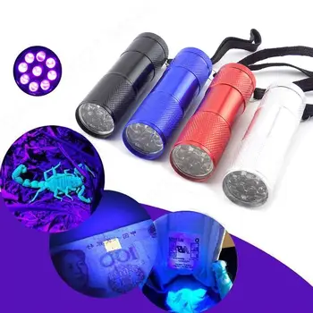  Портативная мини-УФ-лампа Ультрафиолетовый 9 светодиодный фонарик Фонарик Лампа Фиолетовый цвет Вспышка Linterna Освещение для обнаружения денег