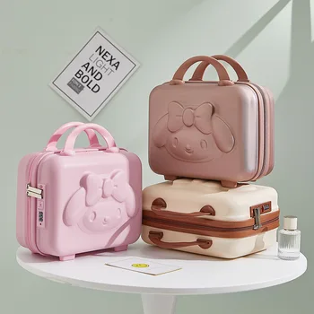  Портативный багаж 16-дюймовая коробка для макияжа Маленький чемодан Легкий милый аниме 3D кролик Пароль Багаж