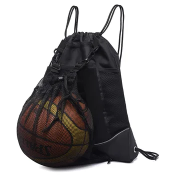  Портативный баскетбольный рюкзак на шнурке Сетчатая сумка Футбол Футбол Волейбол Сумки для хранения мяча На открытом воздухе Спорт Путешествия Тренажерный зал Йога