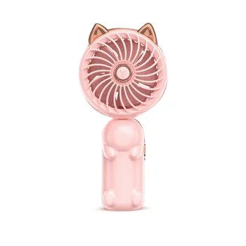  Портативный ручной вентилятор с кошачьими ушами - мини-вентилятор с USB-аккумулятором Складной маленький вентилятор (розовый)