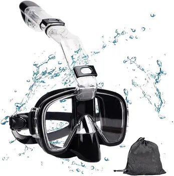  Профессиональные очки для дайвинга для взрослых и детей Маска для снорклинга с защитой от запотевания Складная дыхательная трубка Очки для плавания Обзор на 180 градусов
