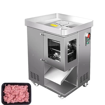   Резак для мяса из нержавеющей стали Коммерческий электрический ломтерез для мяса Измельчитель Машина для нарезки кубиками Мощная автоматическая машина для нарезки мяса