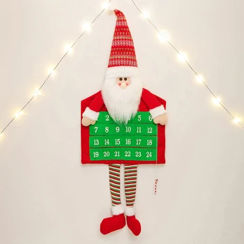  Рождественский адвент-календарь Настенный Санта-Клаус / Снеговик Календарь обратного отсчета Праздничное украшение для домашнего офиса Подарок на Новый год 2024