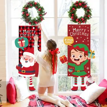  Рождественский висячий флаг Крыльцо Дверь Баннер Нетканый материал Рождественское украшение Дверная вешалка Рождественский подарок Navidad Новогодний декор 2024