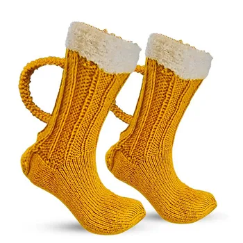  Рождественский подарок 3D Пивная кружка носки Симпатичная новинка унисекс Зимний теплый пол Носок для мужчин и женщин