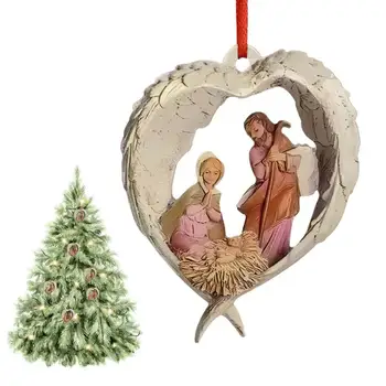  Рождество Рождество Повесить Украшение Повесить Орнамент Рождественская елка Сердце Украшения Религиозный Рождественский Кулон Прочный