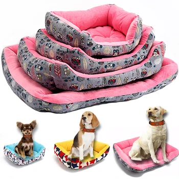  Роскошные пушистые успокаивающие кровати для собак для больших, маленьких, средних собак, кровать для дома, хлопок, мягкий зимний теплый диван-кровать для больших собак, щенок