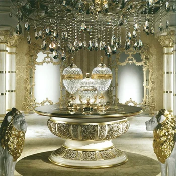 Роскошный итальянский дизайн с резьбой по пирсингу, золотой украшенный стол для фойе для замкового дома