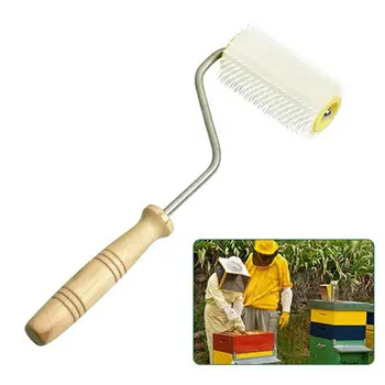 Сотовый игольчатый ролик Пчеловодство Игольчатый ролик для снятия укупорки Эффективный инструмент для извлечения меда из улья Прочная игла для пчеловодства