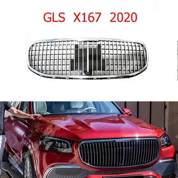  Стайлинг автомобиля Средняя решетка радиатора для Mercedes-Benz GLS 2020 GLS450 GLS580 X167 ABS пластиковая решетка радиатора вертикальная планка для стиля Maybach GT