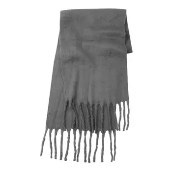  Толстая зимняя шаль Стильный женский зимний шарф Толстая теплая ветрозащитная шаль с витой кисточкой Защита шеи