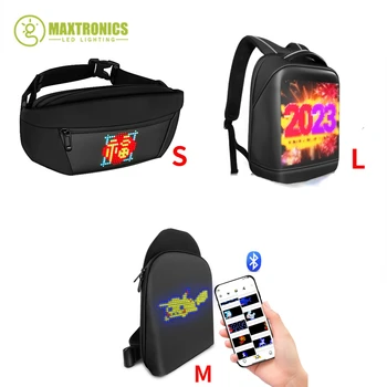  Умный светодиодный пиксельный рюкзак Версия Bluetooth Водонепроницаемая сумка Наружный динамический рекламный светильник Рекламный щит Светодиодная панель экрана Школьная сумка