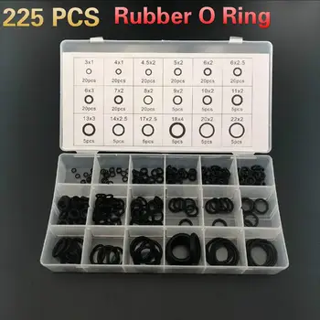   Уплотнения шайбы Резиновое уплотнительное кольцо Водонепроницаемость Ассортимент Разный размер с набором пластиковых коробок 225 шт.