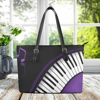   фиолетовый пианино нота узор сумка большой емкости мода на открытом воздухе музыка дизайн вечеринка клатч повседневные девушки длинные плечевые ремни сумки