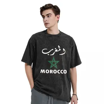  Футболка с флагом Марокко Королевство Марокко Хип-хоп футболки Футболки с коротким рукавом Винтажная футболка Лето Повседневная O Neck Одежда большого размера