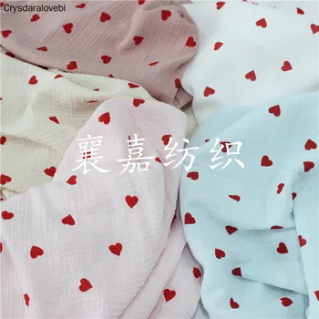   Хлопок Креп Двойная Марля Любовь Сердце Пижама Ткань Женская Одежда Ткань