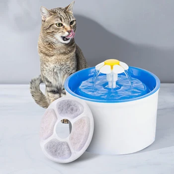  Цветочный круглый фонтанный фильтр для кошек и собак Диспенсер для питья ваты Технология активированного угля сохраняет воду чистой и вкусной