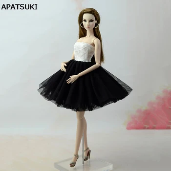  Черное белое балетное платье Короткие платья для куклы Барби Одежда Vestido Одежда для кукол Барби Наряды Аксессуары для кукол