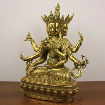  Чистая медь Дзогчен Будда мать Будда украшения статуи Будды долгий срок службы три бронзовые статуи Тибетский тантрический буддизм Непал